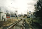 Bahnübergang der Beethovenstraße in Greiz, Blickrichtung Neumark