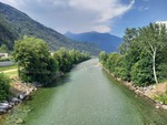 20.06.2026: Langensee (Lago Maggiore) und Umgebung - der Tessin bei Bellinzona; Blick von der Brücke des Passarella ciclopedonale della Torretta flussaufwärts