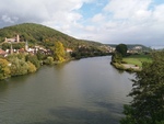 03.10.2019: Mainfranken und Tauberfranken - Blick von der Mainbrcke Gemnden auf den Main und die Altstadt