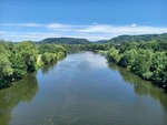 13.07.2025: Saar - Blick von der Hilbringer Brcke in Merzig saarabwrts