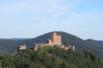 19.08.2020: Pfälzerwald - Blick von der Burgruine Scharfenstein zur Burg Trifels
