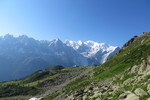 03.08.2018: Chamonix-Mont-Blanc - Blick über Pranplaz auf das Mont-Blanc-Massiv