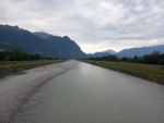 28.06.2026: Blick von der Brücke Sevelen – Vaduz flussaufwärts